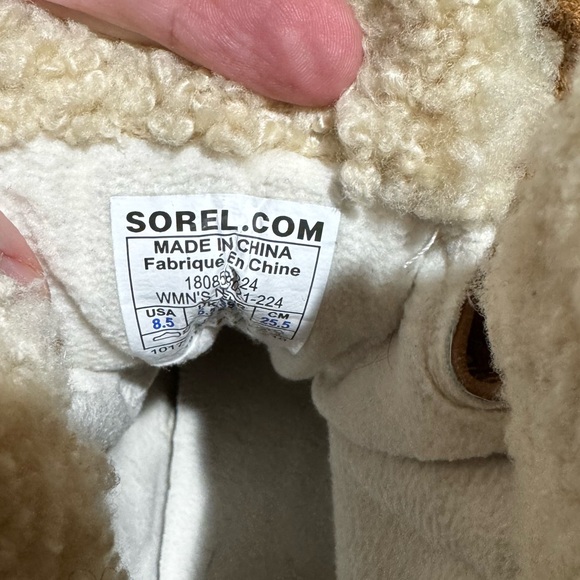 Sorel Joan Wedge II Shearling-Lined Boots Leather Platforms 8.5 - Picture 8 of 9